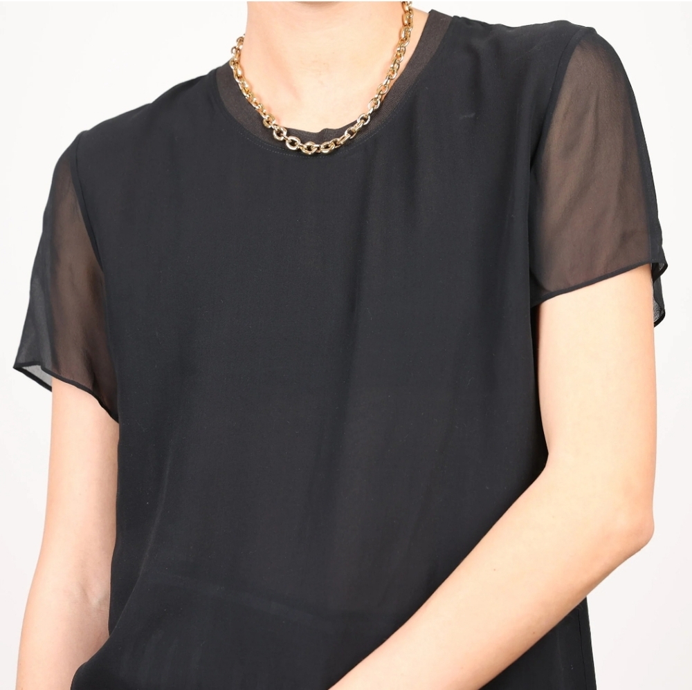 Theyskens' Theory 100% Silk Short Sleeve Blouse Size Medium